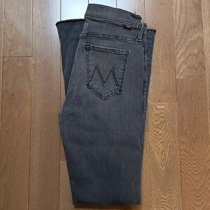 MOTHER Weekender Fray Lighting Up Lanterns Black Flared Jeans